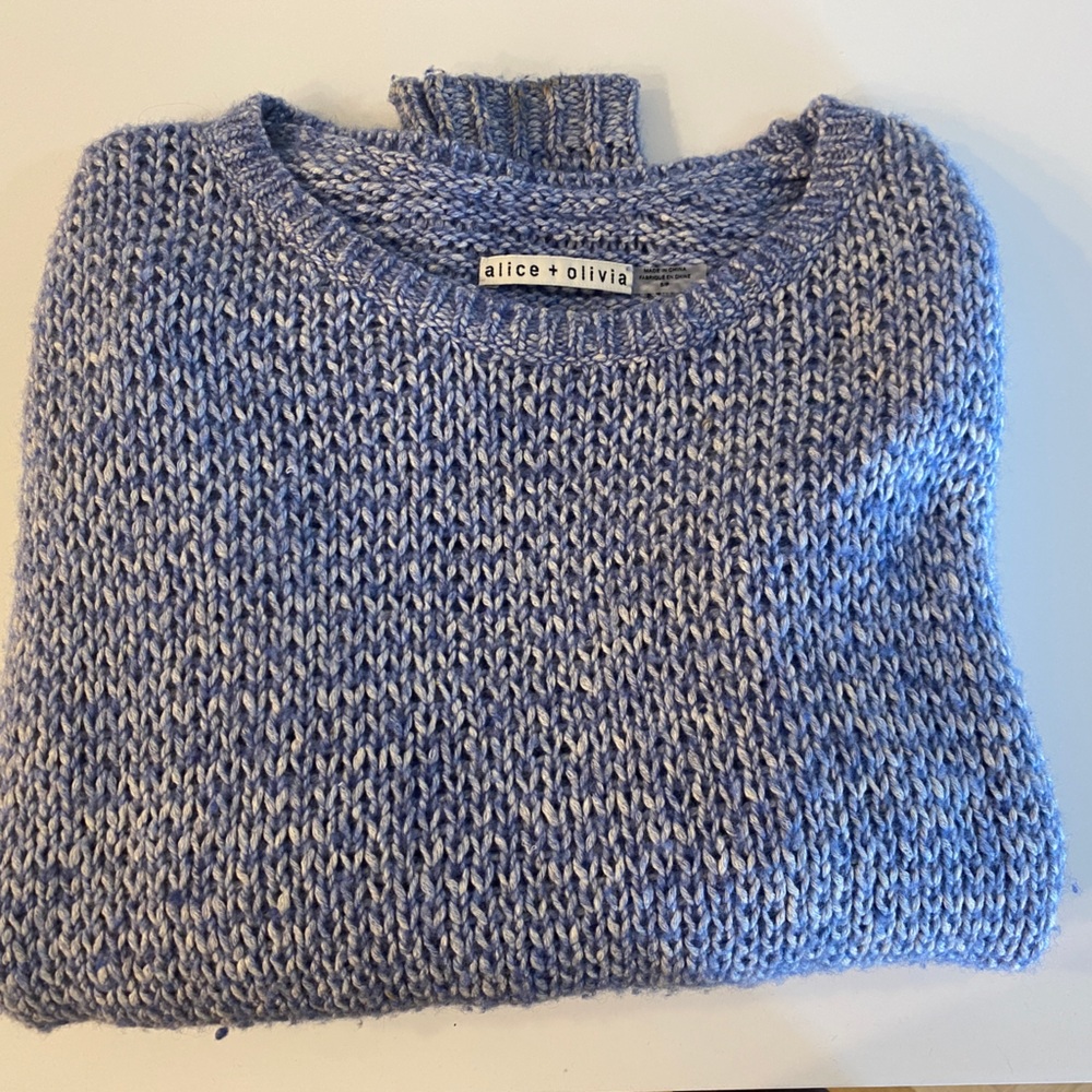 Alice and Olivia Blue and White Sweater